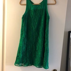 Anthropology green lace dress